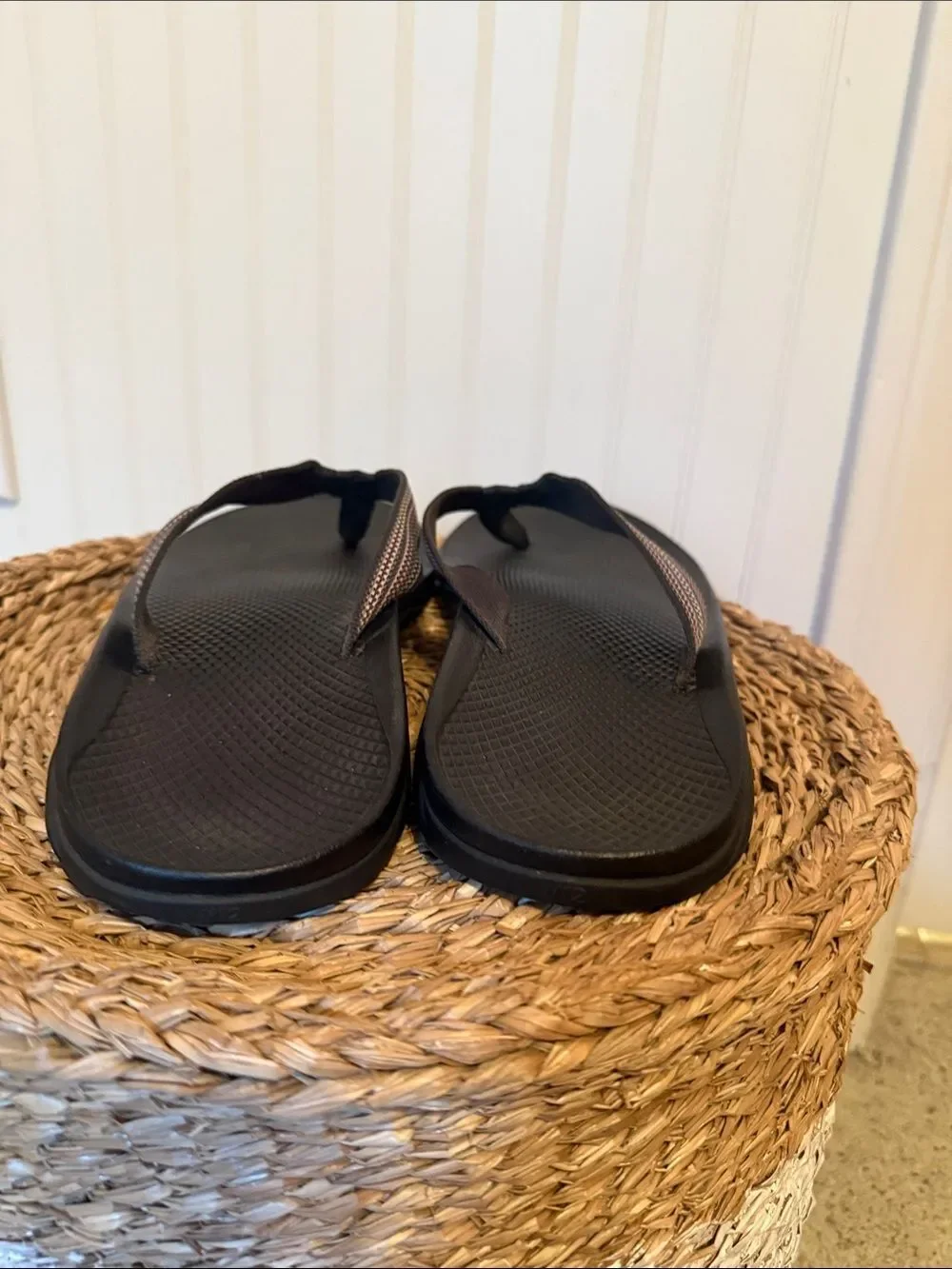 Chaco Men’s  Black Sandal Flip-Flops with Striped Webbing